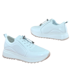 Pantofi Casual Dama Din Piele Naturala Alb Neby92