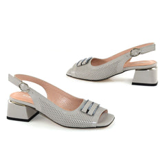 Sandale Dama Din Piele Naturala Gri Neby 2445-10