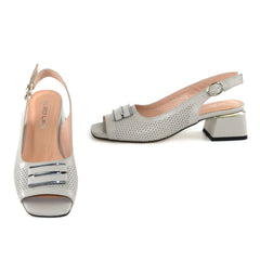 Sandale Dama Din Piele Naturala Gri Neby 2445-10