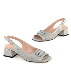 Sandale Dama Din Piele Naturala Gri Neby 2445-10