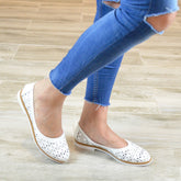 Pantofi Dama din Piele Naturala,Niko,albi