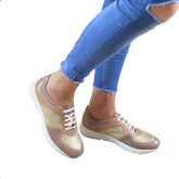 Pantofi Casual Dama din piele Naturala,caramel