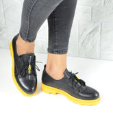 Pantofi Casual Dama din Piele Naturala,Violeta,negri