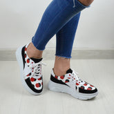 Pantofi Casual Dama din Piele Naturala,Erika,alb cu negru