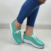 Pantofi Casual Dama din Piele Naturala,Roza,verzi