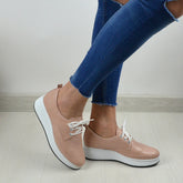 Pantofi Casual Dama din Piele Naturala,Roza,bej-roze