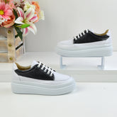 Pantofi Casual Dama din Piele Naturala,Rudy,alb+negru