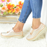 Pantofi Casual Dama din piele Naturala,Ely,auriu