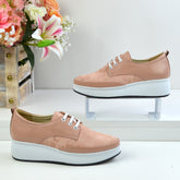Pantofi Casual Dama din Piele Naturala,Roza,bej