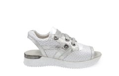 Sandale Dama din Piele Naturala,alb,argintiu