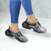 Pantofi Casual Dama din piele Naturala,Alma,negri