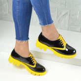 Pantofi Casual Dama din piele Naturala,Soni,negri