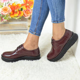 Pantofi Casual Dama din Piele Naturala,Gilda,grena