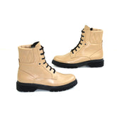 Ghete Dama din Piele Naturala,Caridad,bej-roze