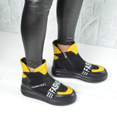 Ghete Dama din Piele Naturala,Anca,negre,gelbene