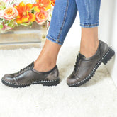 Pantofi Casual Dama din piele Naturala,Casiana,gri