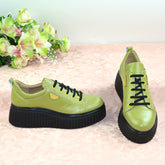 Pantofi Casual Dama din piele Naturala,Happy,verzii