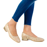 Pantofi Eleganti Dama din piele Naturala,Carin,aurii