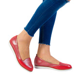 Pantofi Dama din Piele Naturala,red,gold