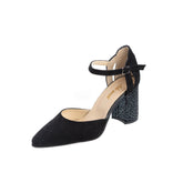 Pantofi Eleganti Dama din piele Naturala,crystal,negri