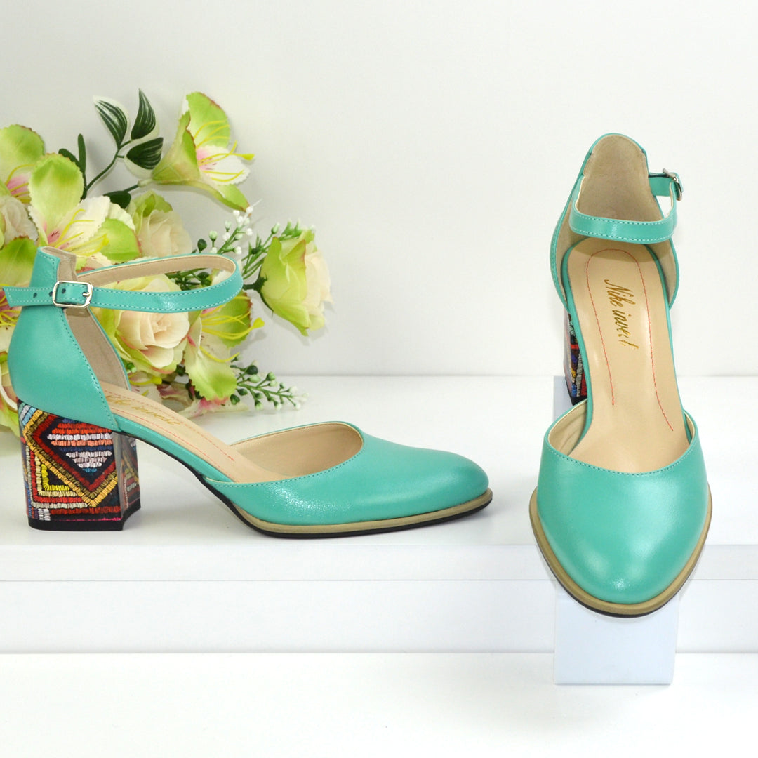 Pantofi Eleganti Dama din piele Naturala,Ane,verzi