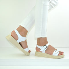 Sandale Dama din Piele Naturala,Leila,albe