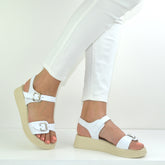 Sandale Dama din Piele Naturala,Leila,albe