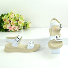 Sandale Dama din Piele Naturala,Leila,albe