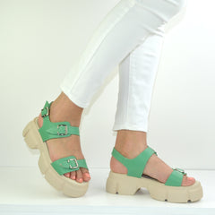 Sandale Dama din Piele Naturala,Marve,verzii