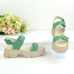 Sandale Dama din Piele Naturala,Marve,verzii