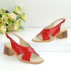 Sandale Dama din Piele Naturala,Merina,rosii