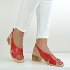 Sandale Dama din Piele Naturala,Merina,rosii