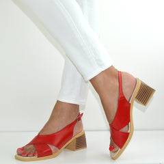 Sandale Dama din Piele Naturala,Merina,rosii