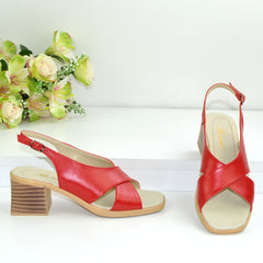 Sandale Dama din Piele Naturala,Merina,rosii