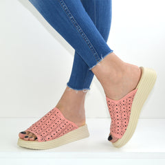 Sandale Dama din Piele Naturala,papuc,roz