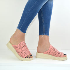 Sandale Dama din Piele Naturala,papuc,roz