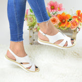 Sandale Dama din Piele Naturala,saray,albe