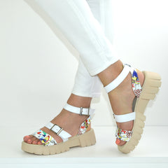 Sandale Dama din Piele Naturala,Cori,imprimeu