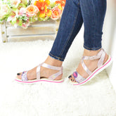 Sandale Dama din Piele Naturala,gold,snake