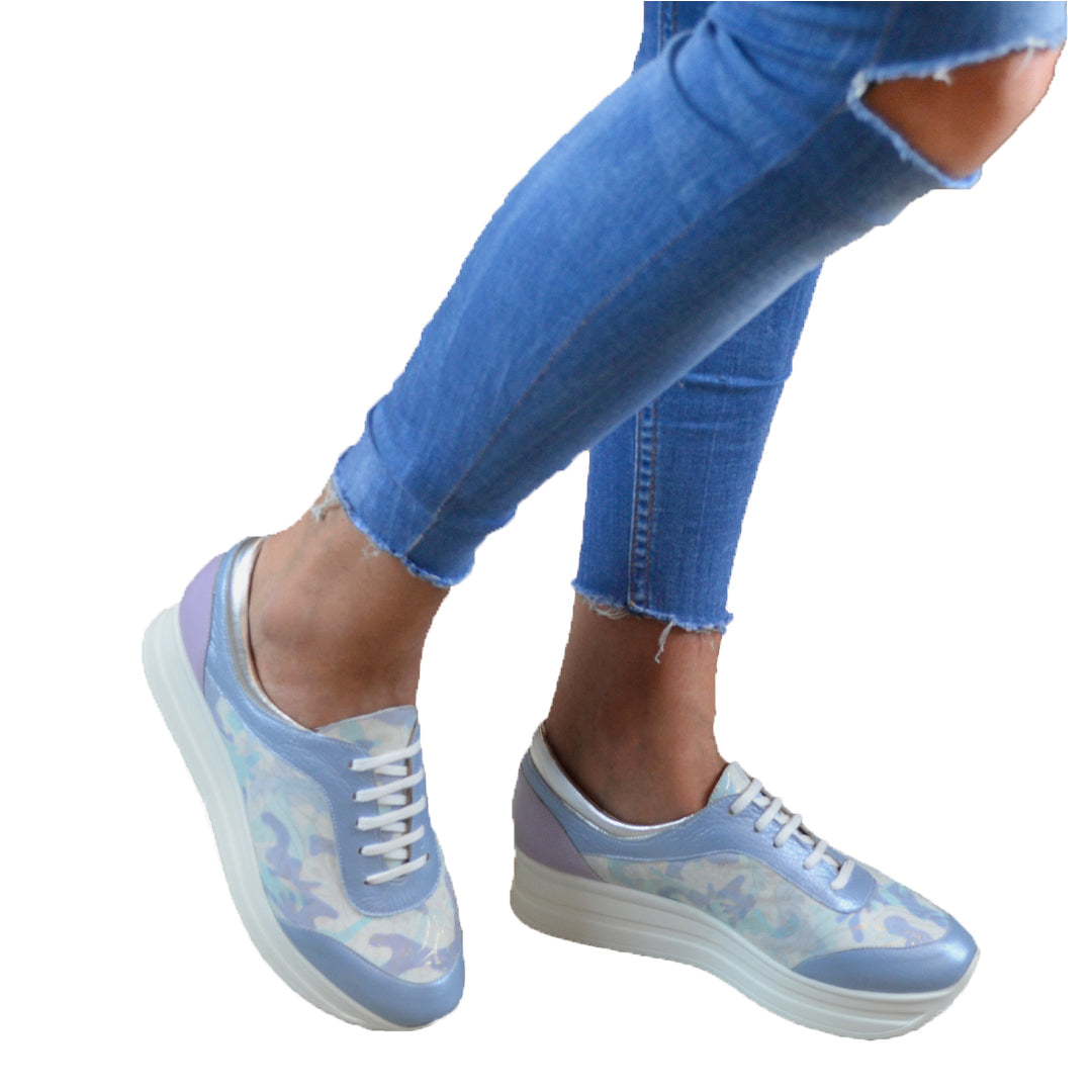 Pantofi Casual Dama din piele Naturala,blue