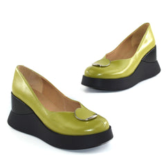 Pantofi Casual Dama din piele Naturala,Lori,galben olive