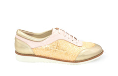 Pantofi Casual Dama din piele Naturala,caramel,gold