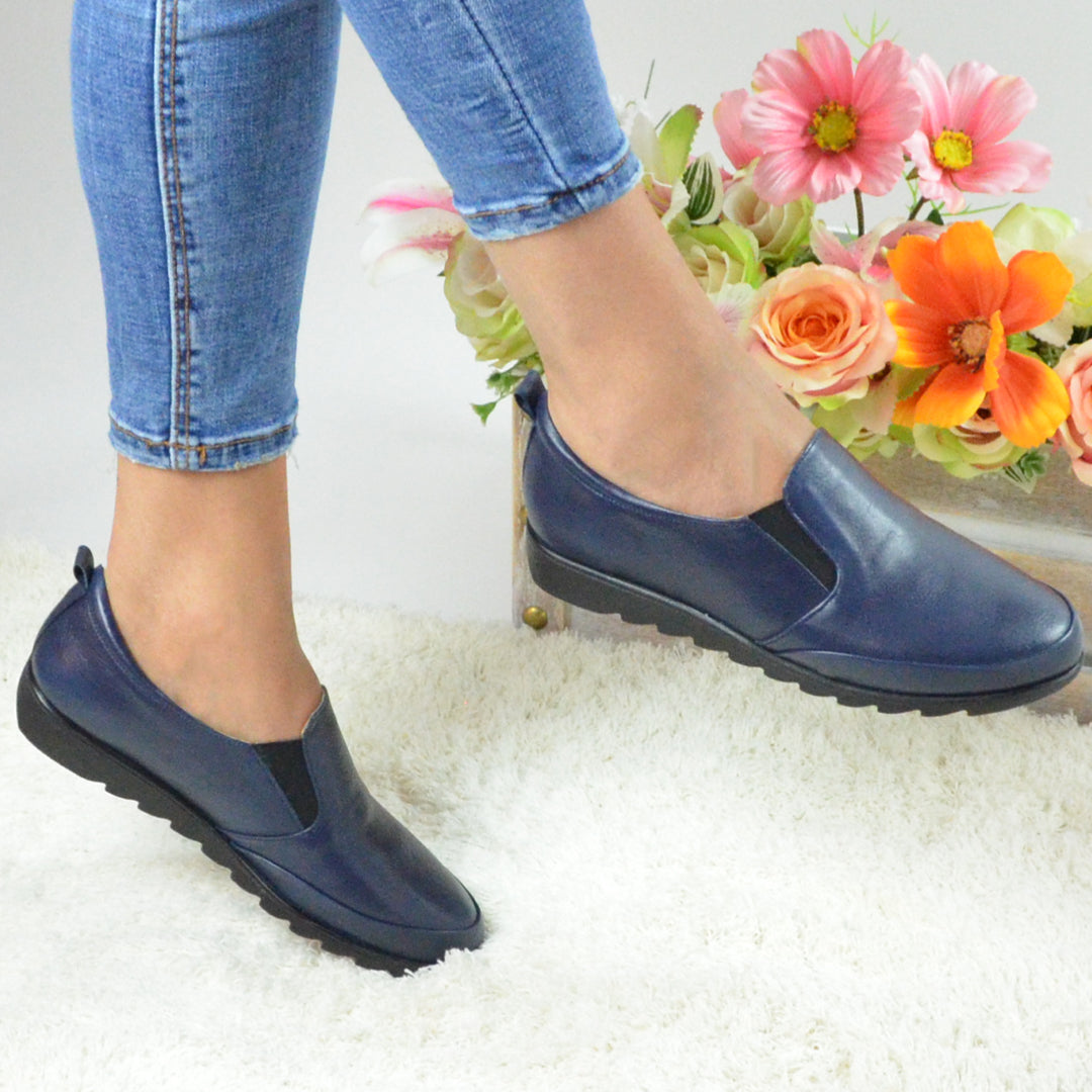 Pantofi Casual Dama din Piele Naturala,Norto,albastru