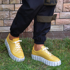 Pantofi Casual Dama din piele Naturala,Lorena,galbenii
