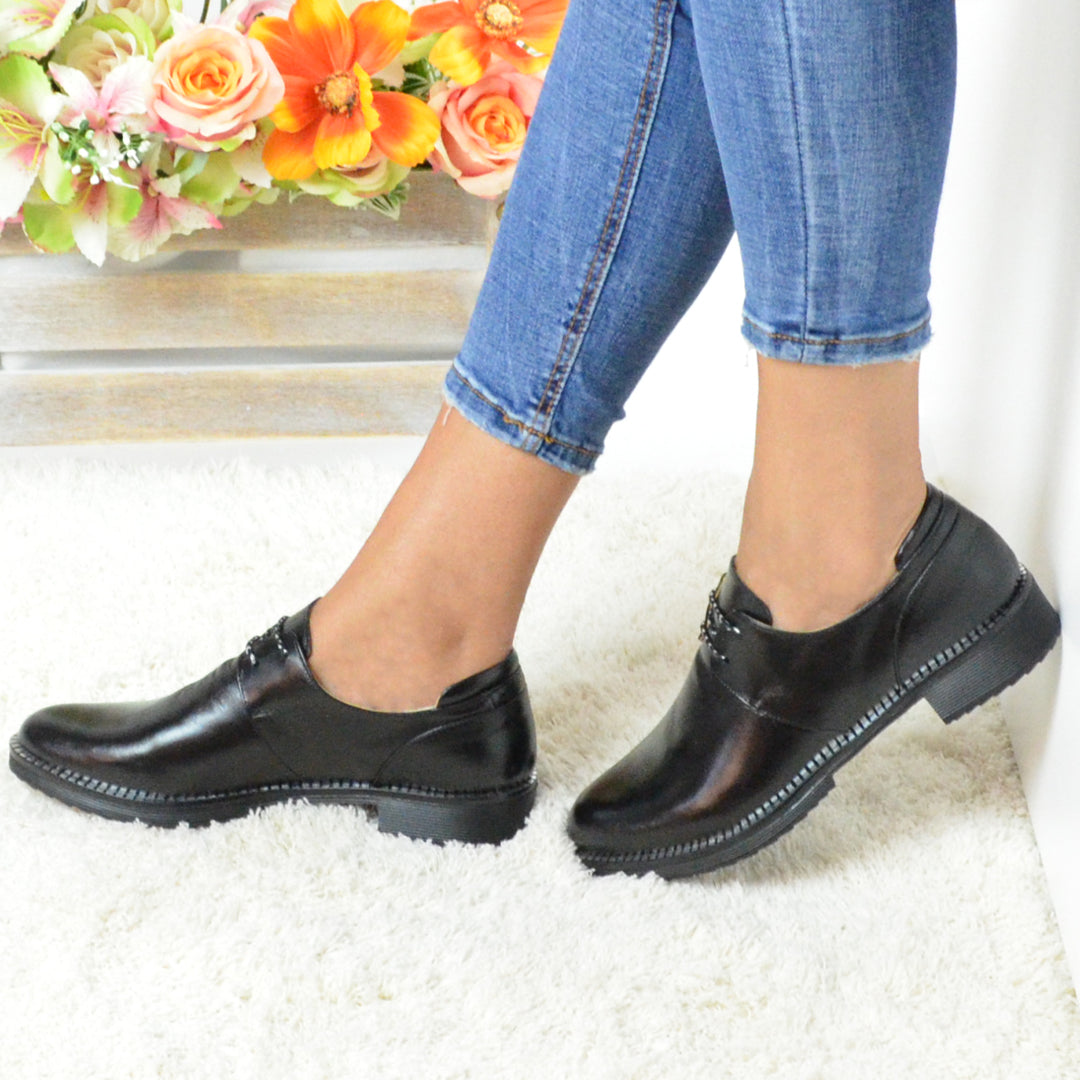 Pantofi Casual Dama din piele Naturala,Dory,negru