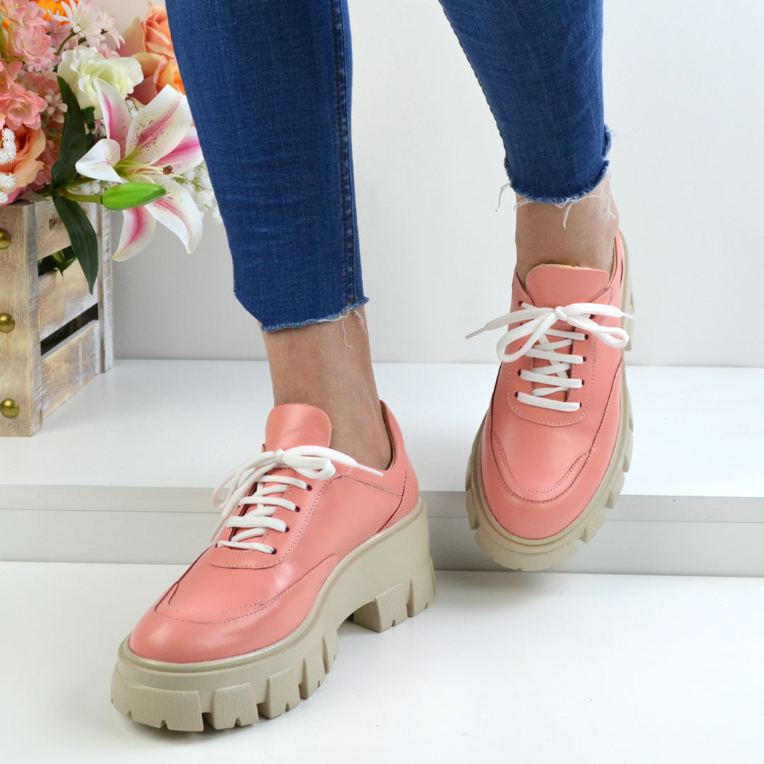 Pantofi Casual Dama din Piele Naturala,Sabrina,roz
