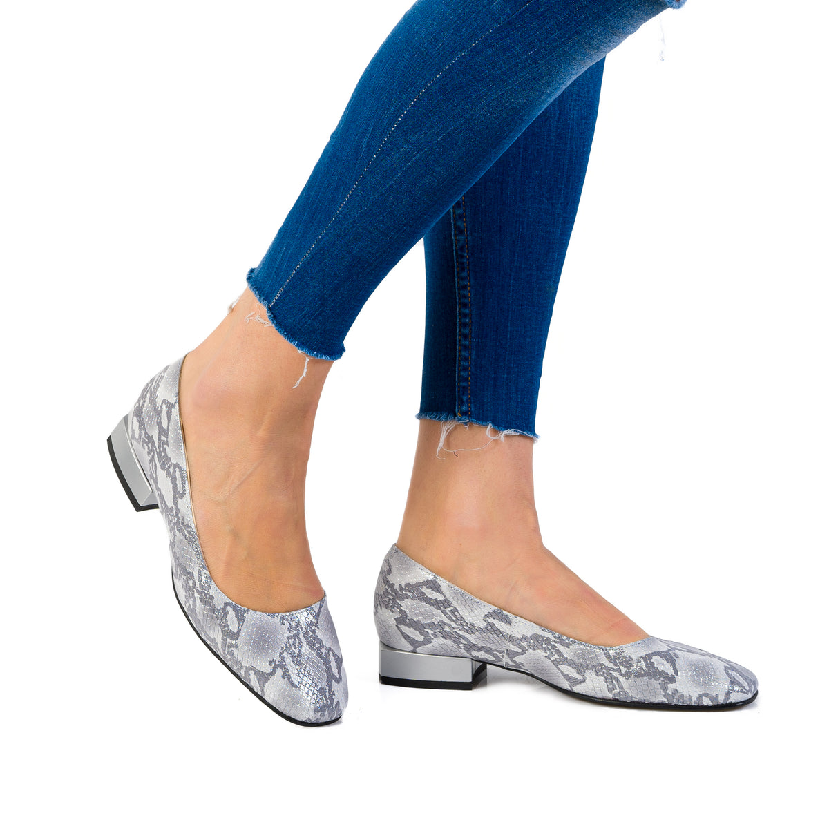 Pantofi Eleganti Dama din piele Naturala,Carin,argintii