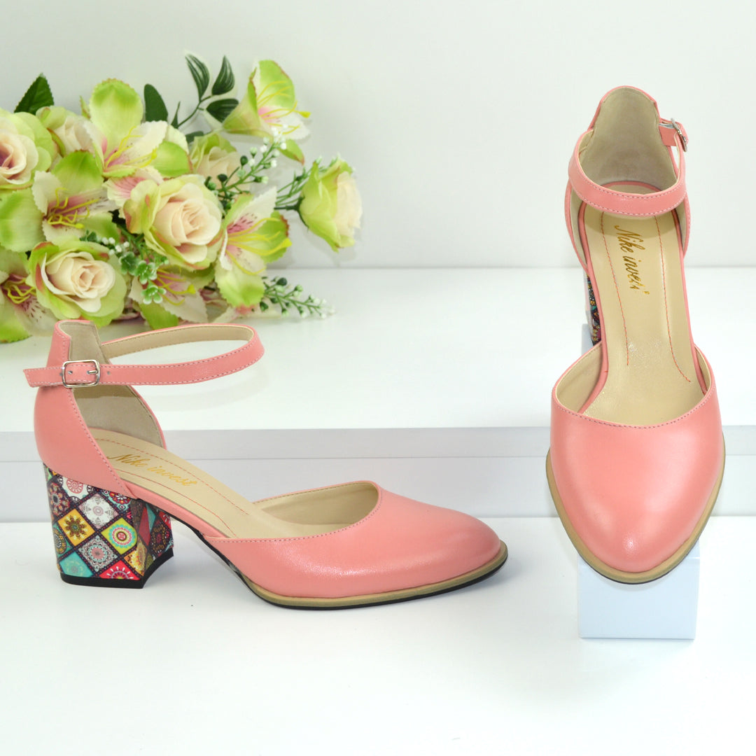 Pantofi Eleganti Dama din piele Naturala,Ane,roz