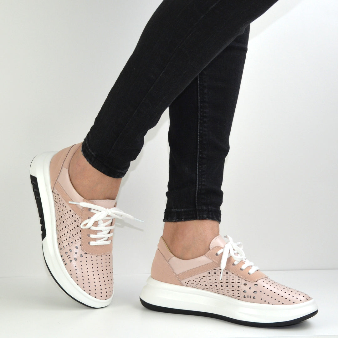 Pantofi Casual Dama din Piele Naturala,Gylda,bej