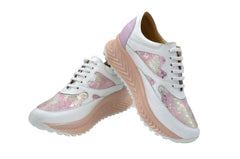 Pantofi Casual Dama din Piele Naturala,Souvenir,alb,roz